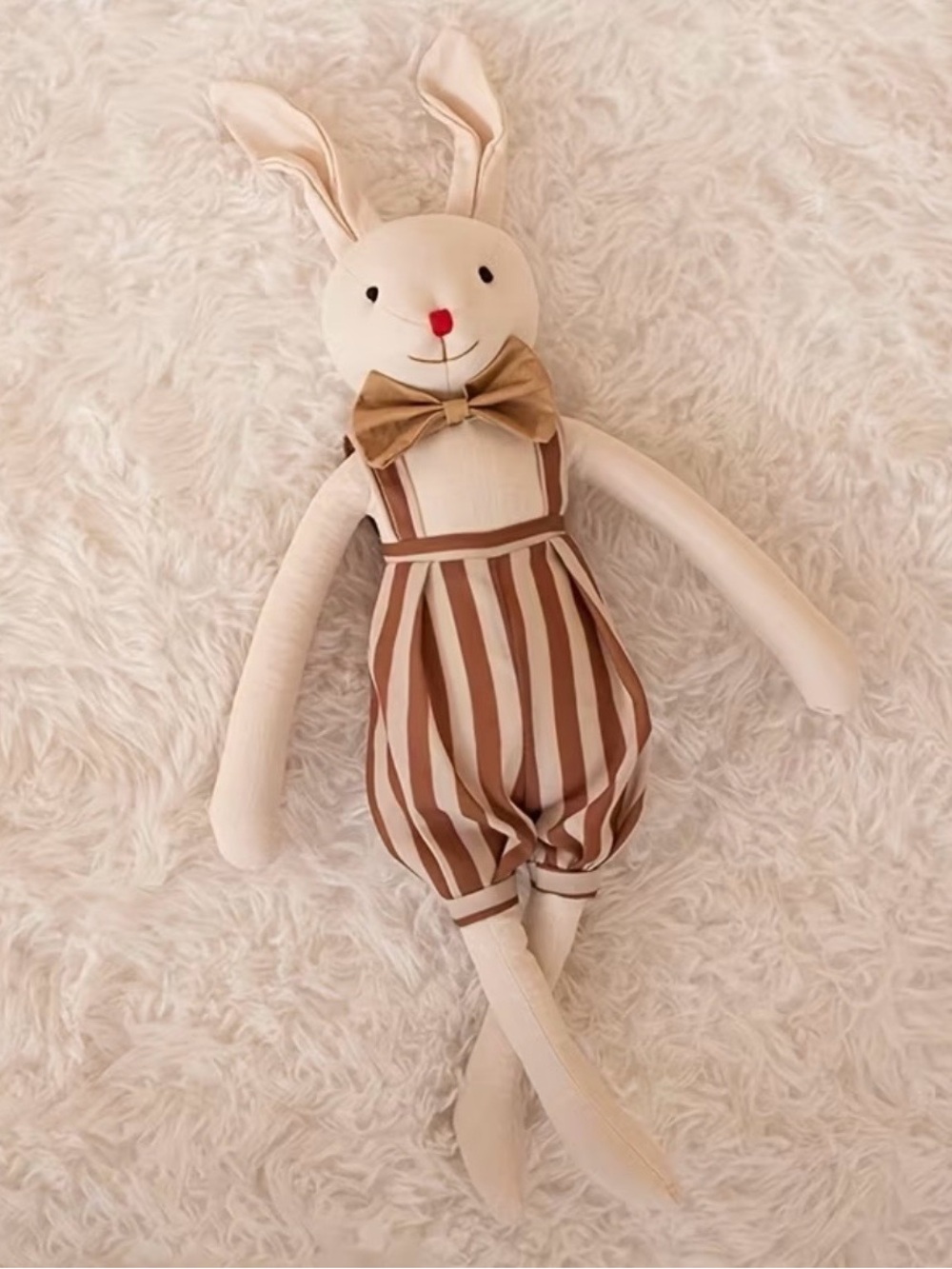 Nordic Home Linen Bunny Plush Doll Neutral Scandinavian Cottagecore Rabbit Decor